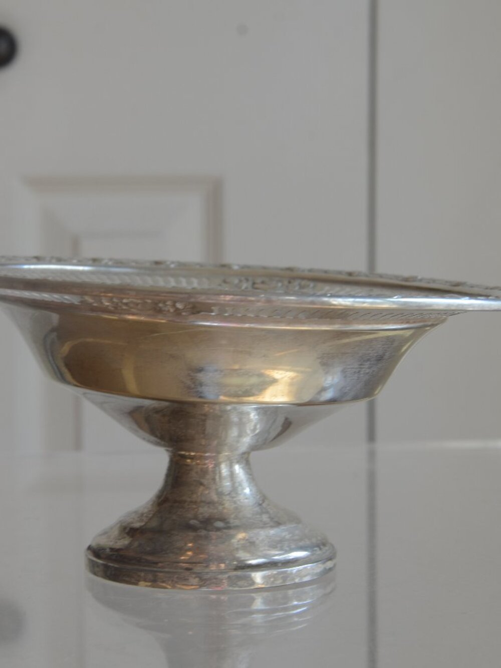 Vintage Royal Rose Sterling Silver Candy Bowl Floral Rim Bonbon Dish